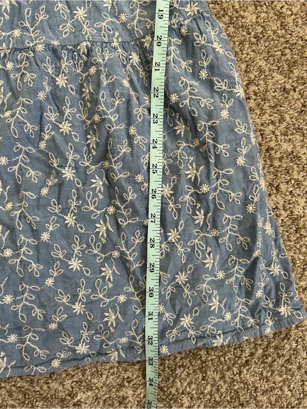 Old Navy Light Blue Floral Square-Neck Puff Sleeve Dress Casual Summer Fall